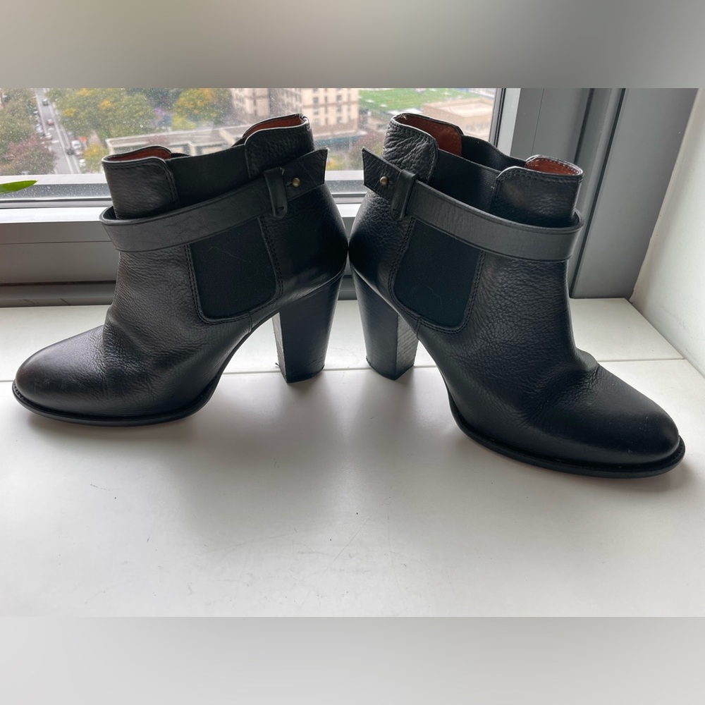 Madewell Lonnie Strap Black Stacked Heel Ankle Bootie